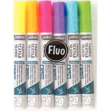 Achetez Pochette de 6 feutres pour tissus, couleurs fluorescentes assorties 803502 PEBEO pas cher su..