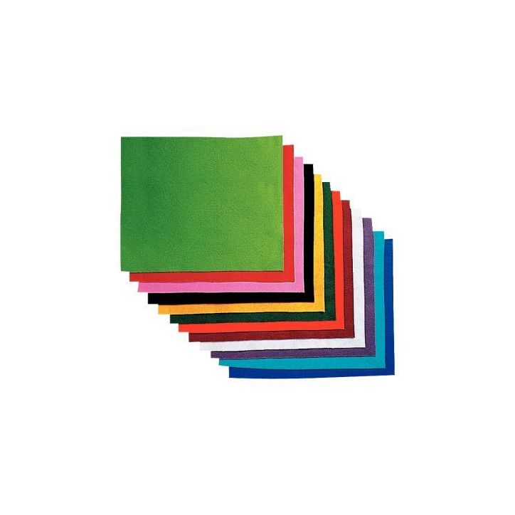 Paquet de 12 coupons de feutrine non adhésive, format 20 x 30 cm coloris assortis SC41866