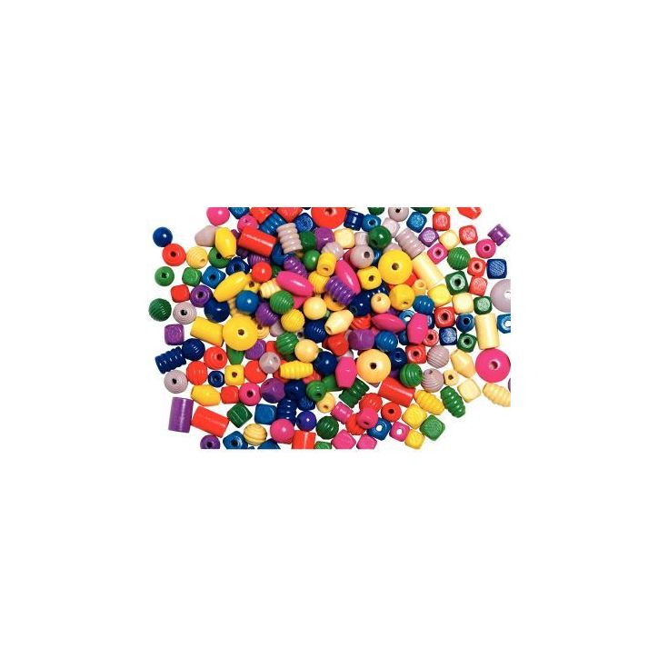 Sachet de 500 grammes de perles en bois mixtes couleurs vives assorties 2053