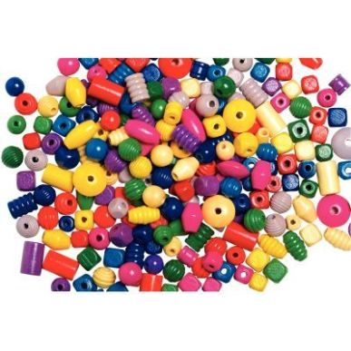Achetez Sachet de 500 grammes de perles en bois mixtes couleurs vives assorties 2053 pas cher sur Ma..