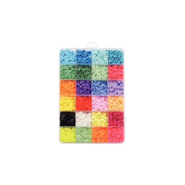 Boite de 5000 perles heishi 24 couleurs assortis 2175