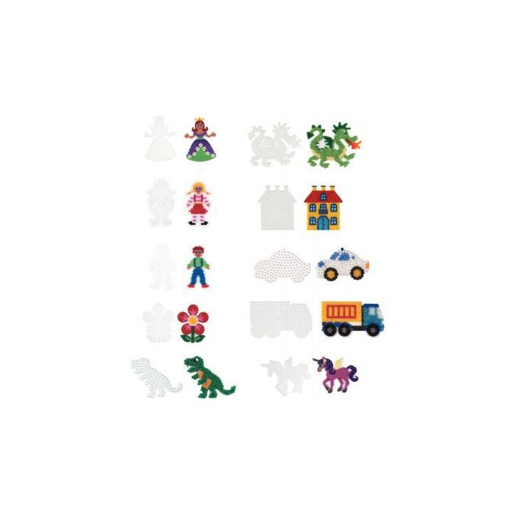 Sachet de 10 plaques préformées pour perles Hama taille midi, formes multi themes 9008-86 HAMA