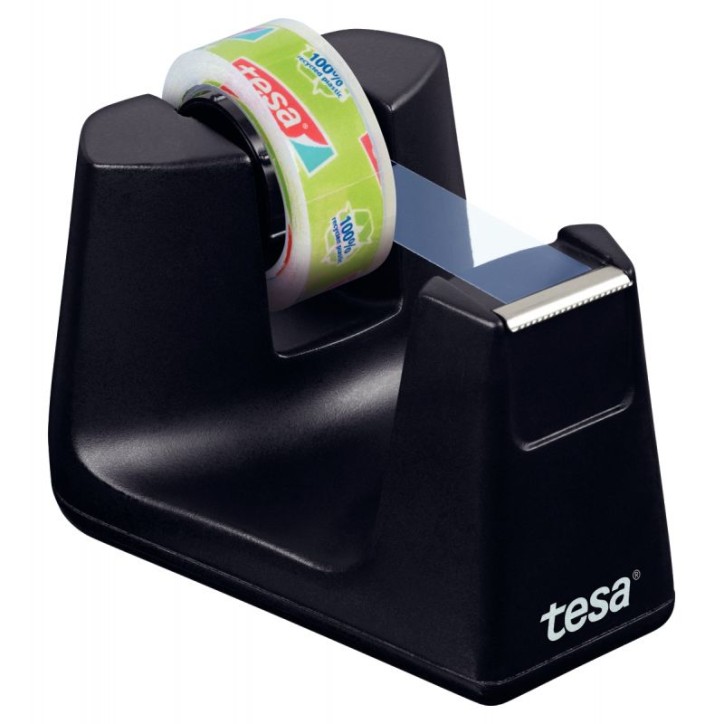 TESA Dévidoir Easy Cut SMART Noir + 1 rouleau eco & clear 10 m x 15 mm