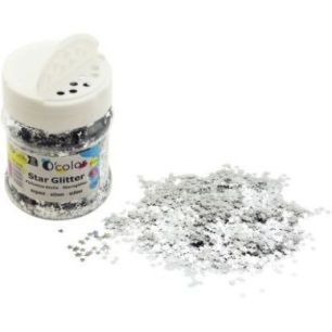 Achetez Pot de 65 grammes de paillettes étoiles coloris argent 2173 pas cher sur Ma Rentrée Scolai..