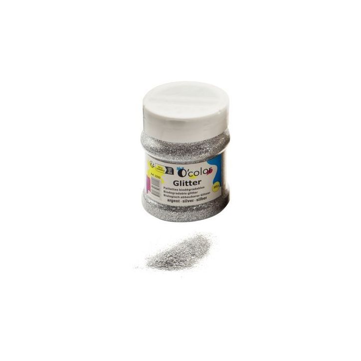 Shaker de paillettes biodégradables 100grammes coloris argent 2222
