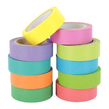 Achetez Lot de 10 rubans adhésifs unis assortis, en papier de riz L912000 pas cher sur Ma Rentrée ..