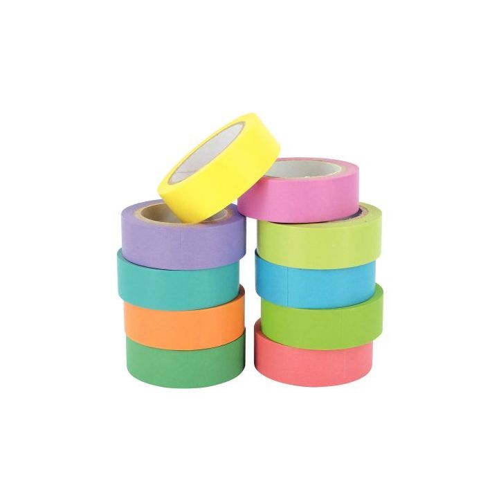 Lot de 10 rubans adhésifs unis assortis, en papier de riz L912000