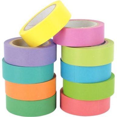 Achetez Lot de 10 rubans adhésifs unis assortis, en papier de riz L912000 pas cher sur Ma Rentrée ..