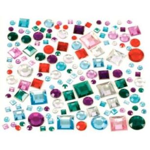 Achetez Sachet de 800 pierres décoratives en plastique à coller formes géométriques assorties 12..