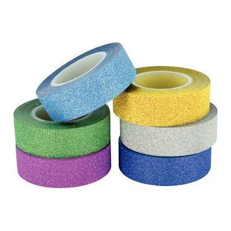 Achetez Lot de 6 rubans adhésifs pailletés motifs unis L910000 pas cher sur Ma Rentrée Scolaire