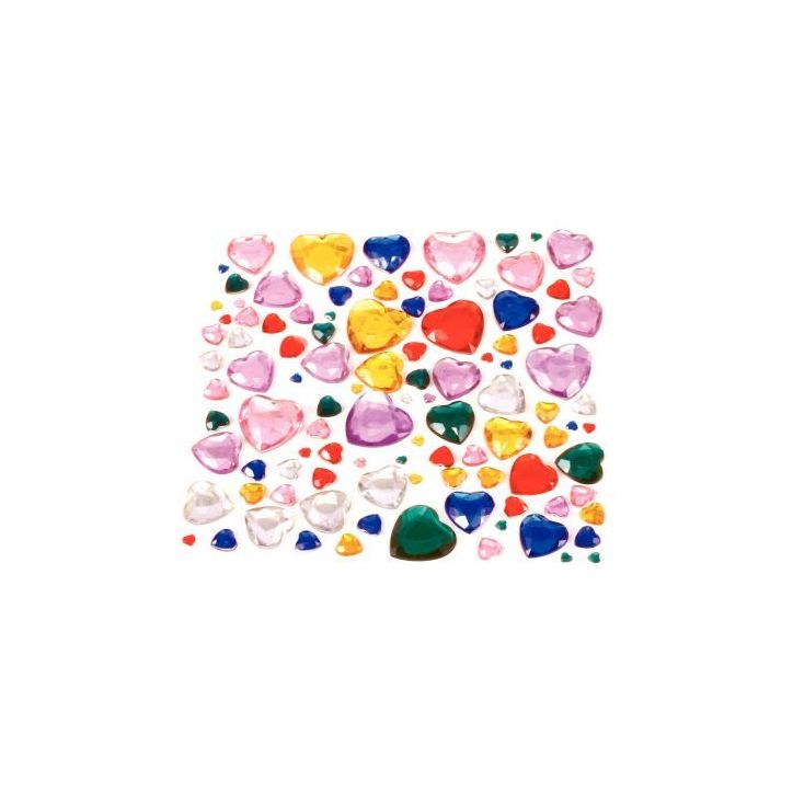 Sachet de 450 pierres décoratives en plastique à coller forme coeurs assorties 1241
