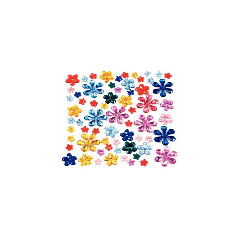 Achetez Sachet de 200 pierres décoratives en plastique à coller forme fleurs assorties 1242 pas ch..