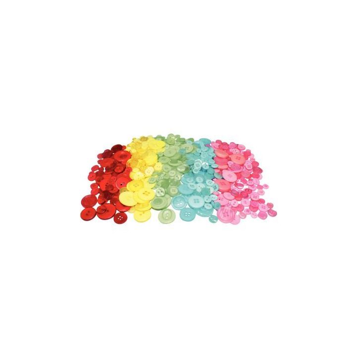Sac de 450 boutons plastique couleurs assorties environ  200 g,  8mm à 30 mm L730906