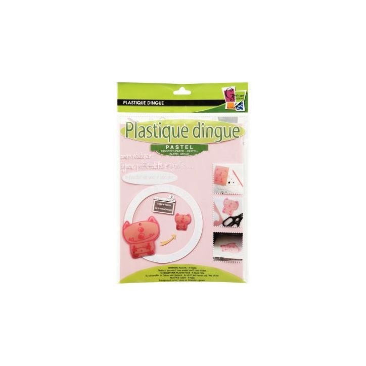 Pochette de 5 feuilles de plastique fou, coloris pastel, format L 26 x l 20 cm 540295