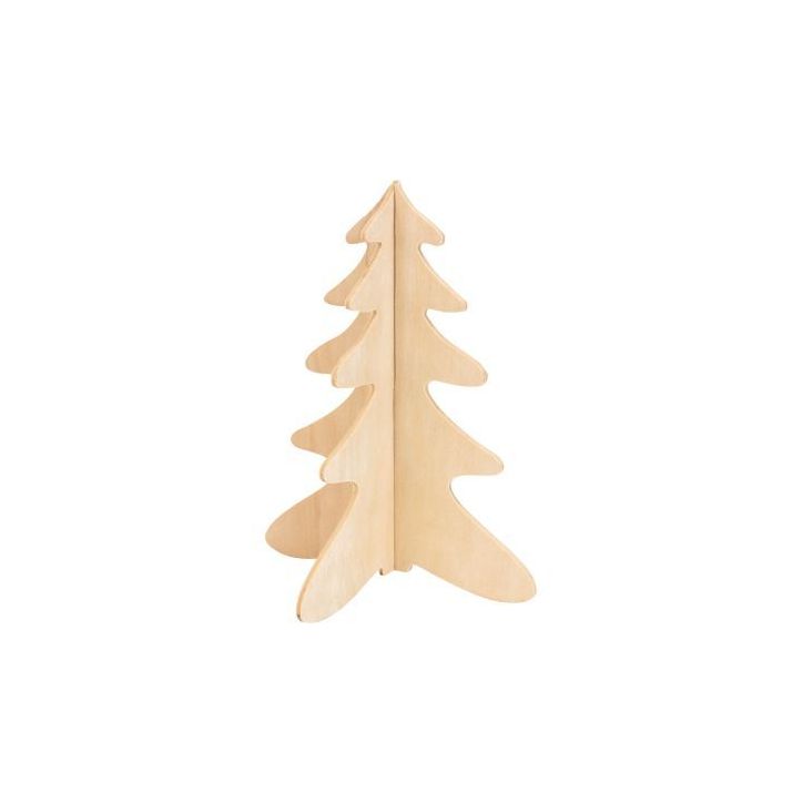 Lot de 10 sapins 3D à monter en bois MAJ4419