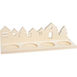 Achetez Long bougeoir village de Noël en bois 2085 pas cher sur Ma Rentrée Scolaire