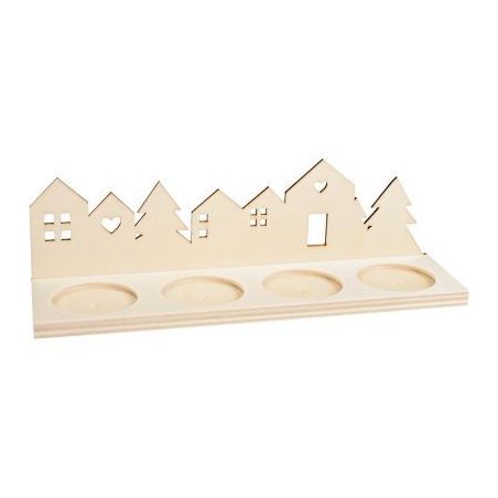 Achetez Long bougeoir village de Noël en bois 2085 pas cher sur Ma Rentrée Scolaire