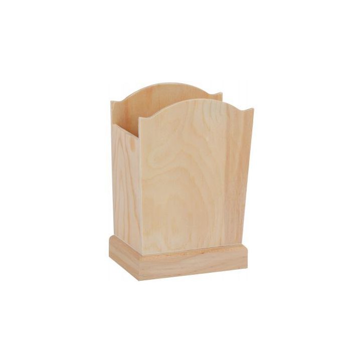 Lot de 5 pots à crayons en bois, hauteur 15 cm MAJ7393