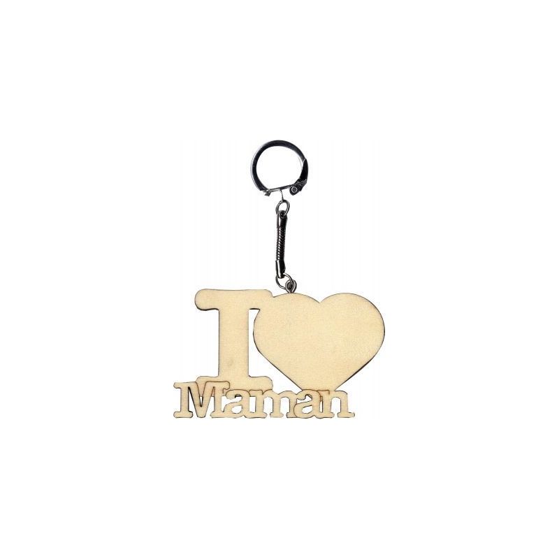 Achetez Porte-clés en bois "I love Maman" 14001714 pas cher sur Ma Rentrée Scolaire