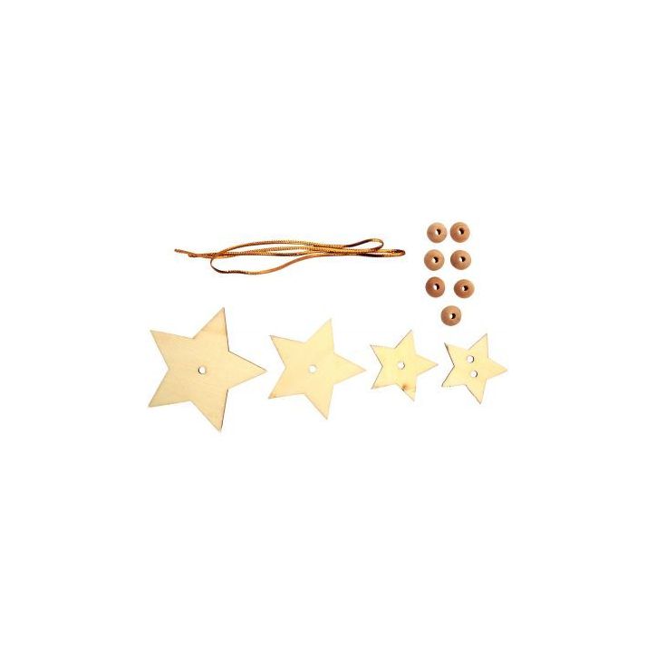 Lot de 10 suspensions étoiles 3D en bois 100392 GRAINE CRE