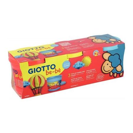 Achetez Set de 3 pots de 220G de pâte à jouer GIOTTO bébé couleurs assorties : jaune, bleu et ro..