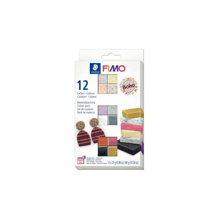 Lot de 12 pains fimo 25g effet boho 261607 FIMO STAEDTLER