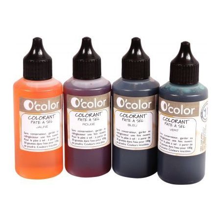 Achetez Boîte de 4 flacons de 60ml de colorant pour pâte à sel CAL4X60PET_01/39929 O'COLOR pas ch..