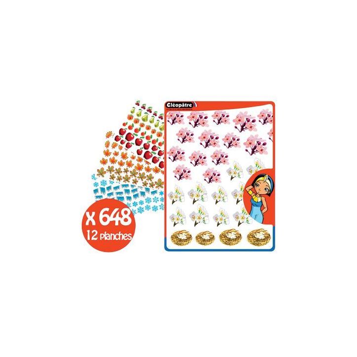 Lot de 12 planches gommettes 4 saisons GA4SAIS/12 CLEOPATRE