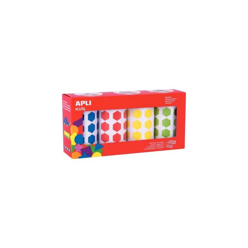 Achetez Pack de 4 rouleaux de 7080 gommettes hexagonales assorties 19192 APLI KIDS APLI pas cher sur..