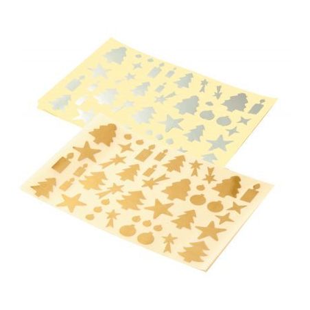 Achetez Pochette de 440 gommettes adhésives métallisées modèle fête, coloris or et argent GAFET..