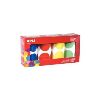 Achetez Lot de 4 rouleaux de maxi gommettes adhésives rondes diamètre 45mm, couleurs vives assorti..
