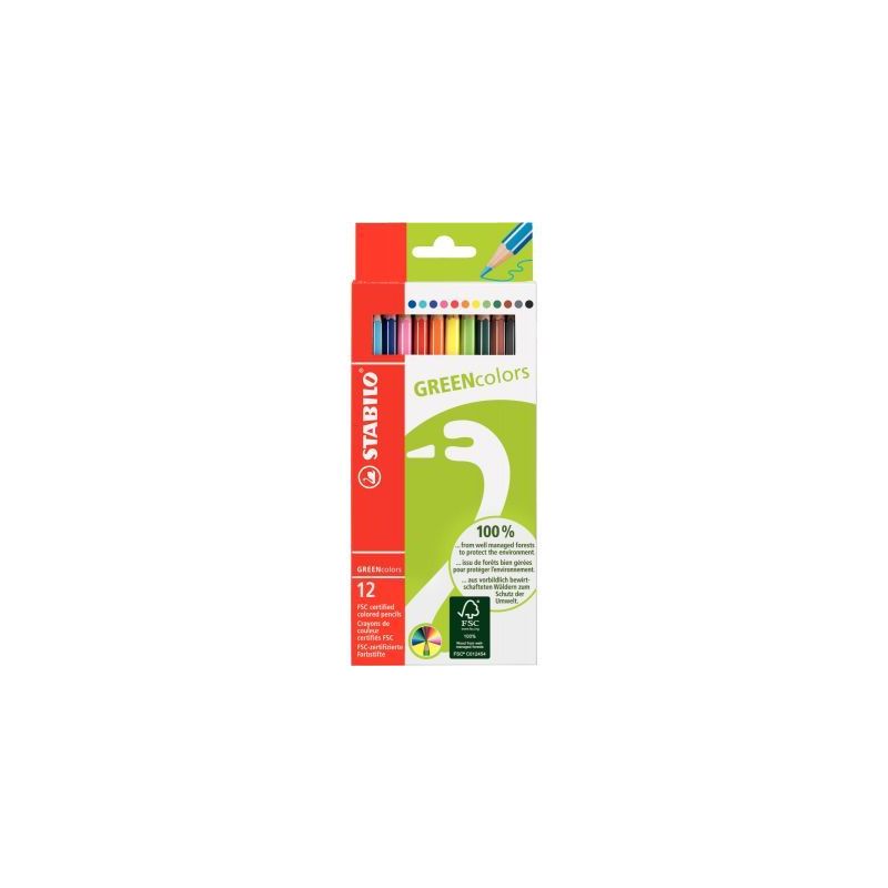 Achetez Etui de 12 crayons de couleur Greencolors  assortis 6019/2-121 STABILO pas cher sur Ma Rentr..