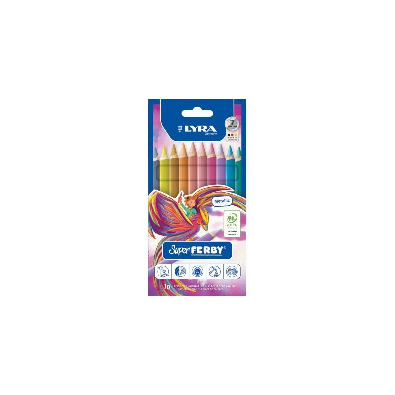 Achetez Etui de 10 crayons couleur Super Ferby métal L3721102 FERBY LYRA pas cher sur Ma Rentrée S..