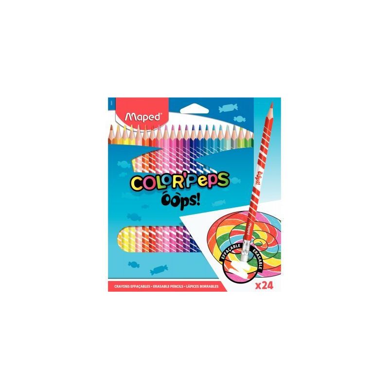 Achetez Pochette de 24 crayons de couleur Oops effaçable 832824 MAPED pas cher sur Ma Rentrée Scol..