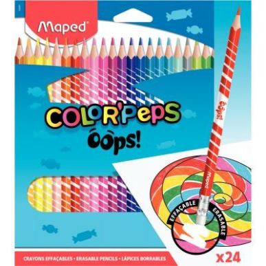Achetez Pochette de 24 crayons de couleur Oops effaçable 832824 MAPED pas cher sur Ma Rentrée Scol..
