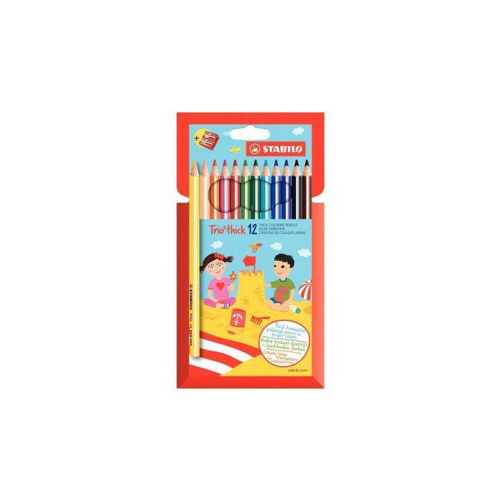 Etui 12 crayons de couleurs assorties triangulaire longueur 17 cm 203/2-12 STABILO