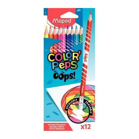Achetez Pochette de 12 crayons de couleur Oops effaçables 832812 MAPED pas cher sur Ma Rentrée Sco..