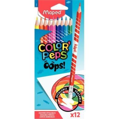 Achetez Pochette de 12 crayons de couleur Oops effaçables 832812 MAPED pas cher sur Ma Rentrée Sco..