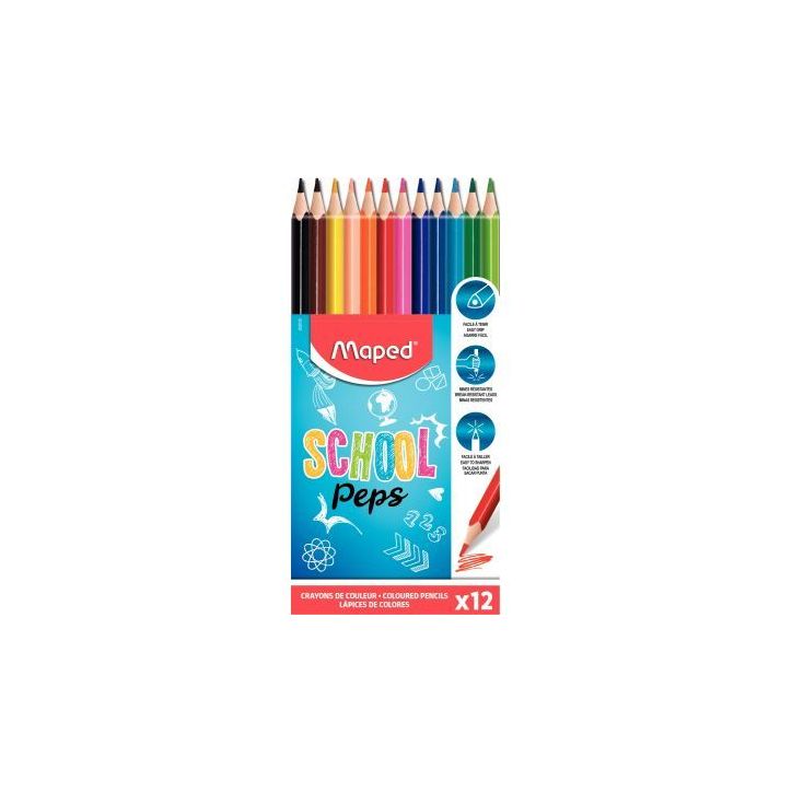 Pochette de 12 crayons de couleur School'Peps 832030 MAPED
