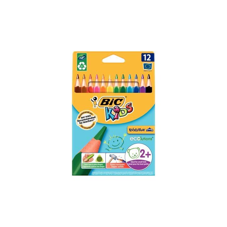 Etui de 12 crayons de couleurs Évolution triangulaire pointe moyenne 82973511 EVOLUTION BIC