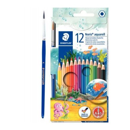Achetez Etui de 12 crayons de couleur Noris Club aquarell assorties + 1 pinceau gratuit 144 10NC12 N..