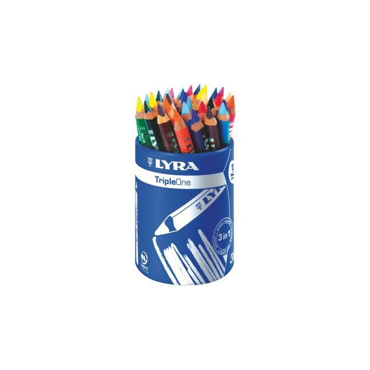 Pot rond plastique de 36 crayons de couleur aquarellables Triple One L3643360 LYRA