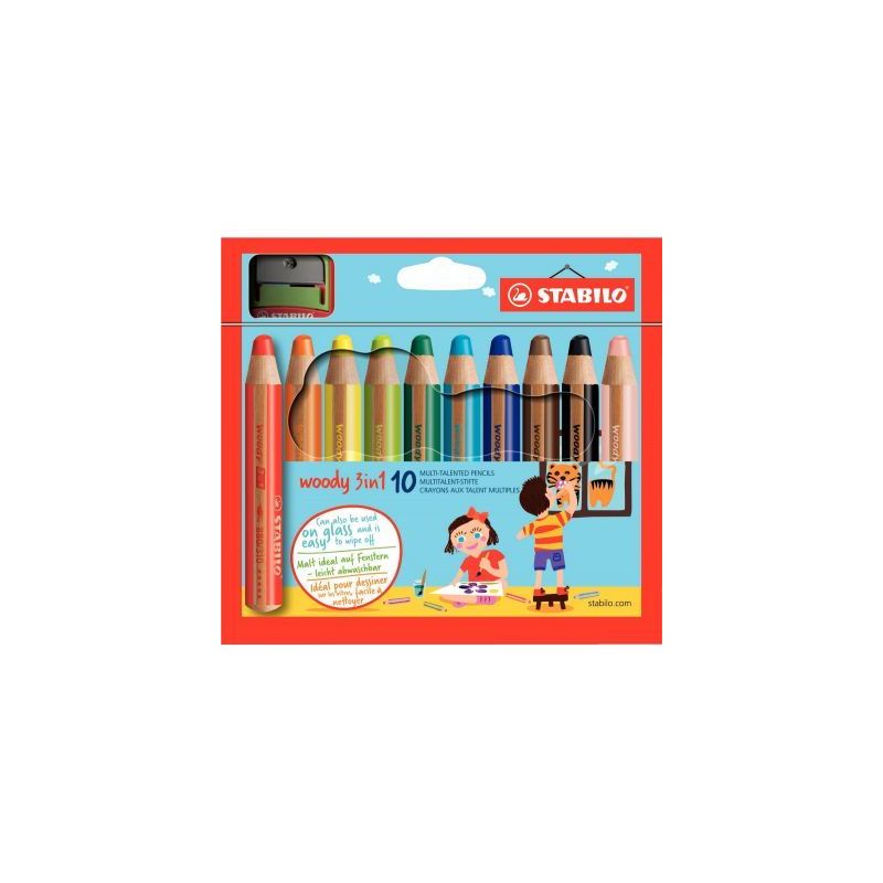 Achetez Etui de 10 crayons de couleur aquarellable  Woody + 1 taille-crayon 880/10-2 STABILO pas che..