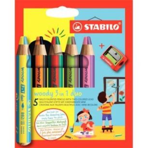 Achetez Etui de 5 crayons Woody Duo + 1 taille crayons 882/05-2 STABILO pas cher sur Ma Rentrée Sco..