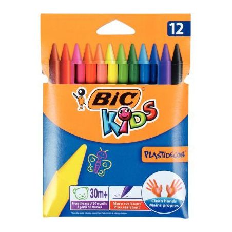 Achetez Pochette de 12 crayons Plastidécor forme ronde couleurs assorties 9457645 PLASTICOLO BIC pa..
