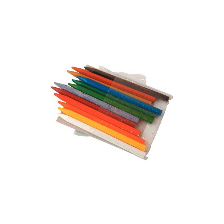 Pochette de 12 crayons plastique forme hexagonale couleurs assorties 590001