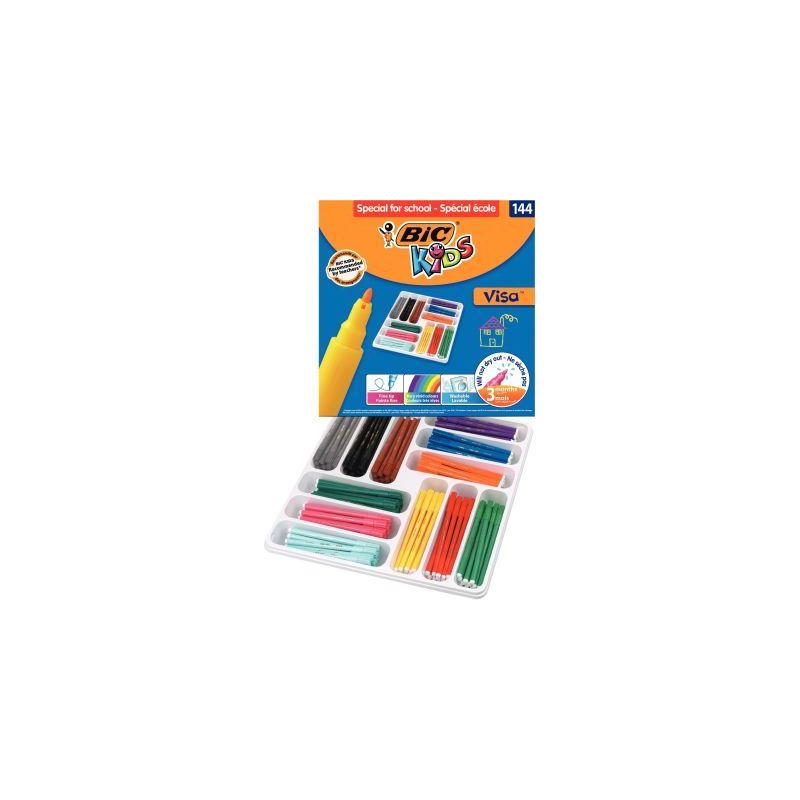 Achetez Boîte Classpack de 144 Visa couleurs assorties pointe fine 8878381 VISA BIC pas cher sur Ma..