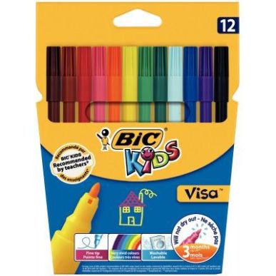 Achetez Pochette de 12 feutres Visa 880 pointe fine couleurs assorties 8886956 VISA BIC pas cher sur..
