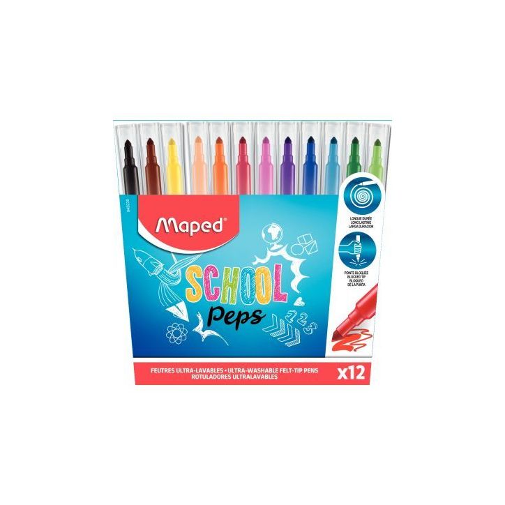 Pochette de 12 feutres School Peps 845230 MAPED