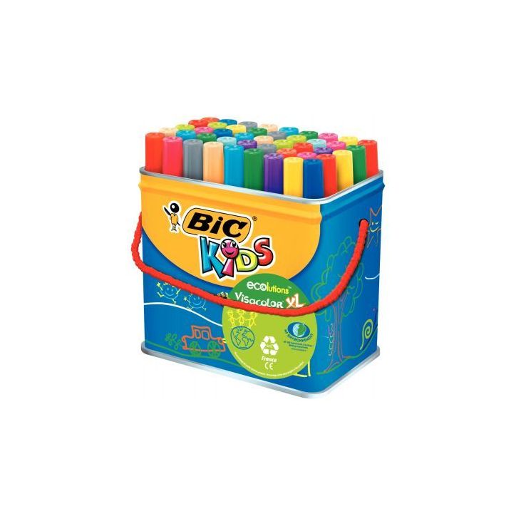 Baril de 48 Visacolor XL Ecolution 18 couleurs assorties 8922252 VISACOLOR BIC